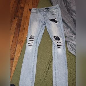 Forever 21 amiri type blue jeans